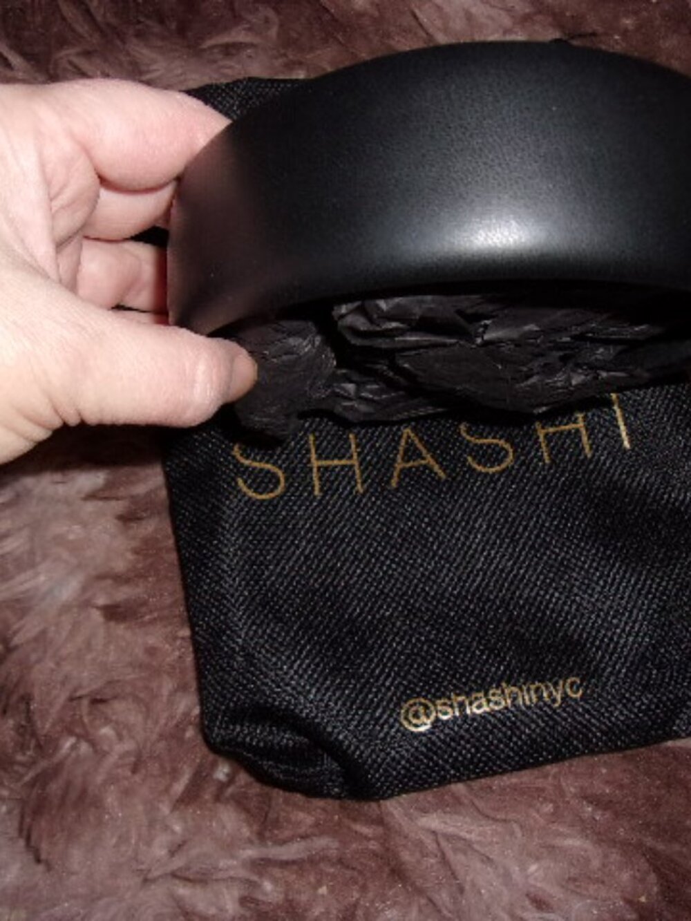 Shashi Lilith Womens Headband Black Faux Leather One Size